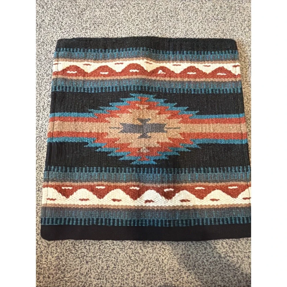 El Paso Saddle Blanket Woven Wool Pillow Cover 17x18 Southwest Geometric